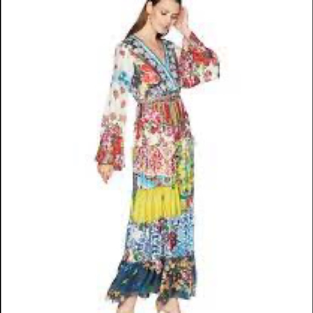 Johnny Was Dibble Dress Size large. Amazing Silk maxi dress. Show stopper.